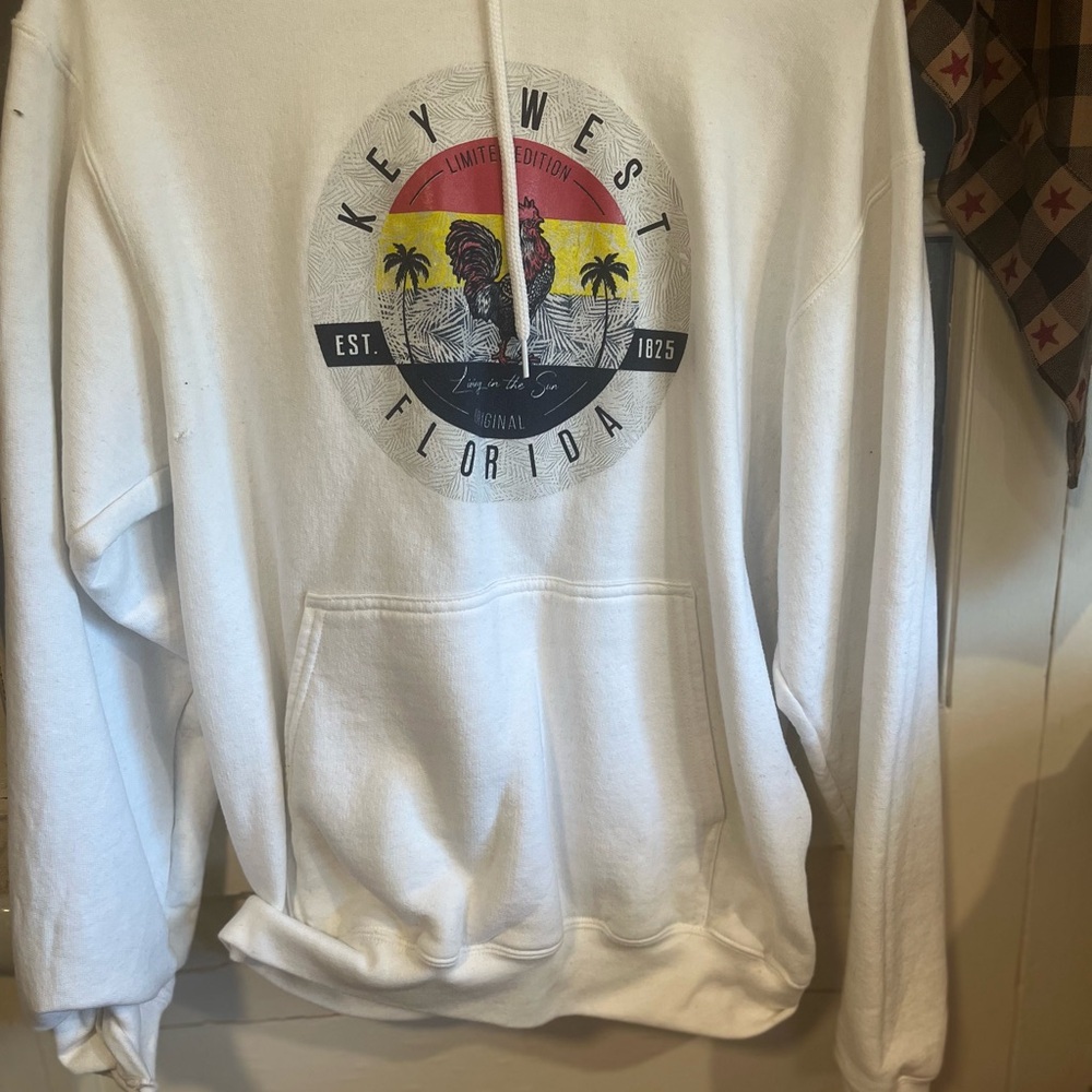 White Key West Graphic Lightweight Hoodie Jacket